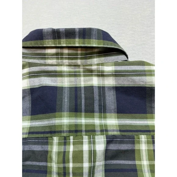 Beverly Hills Polo Club Plaid Button Down Shirt XL Green Navy Long Sleeve - Picture 4 of 11